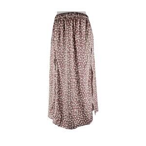 BOOHOO WOMENS MIDI SKIRT - PINK SATIN SPLATTER DOT - HIGH SLIT - SIZE 12